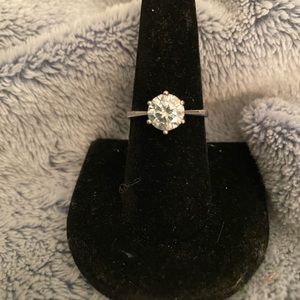 Certified 2 CT Moissanite Engagement/Promise/RIGHT HAND RING Round 6 Prong